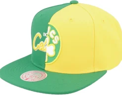 Boston Celtics Split Crown Green/Yellow Snapback - Mitchell & Ness