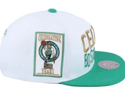 Boston Celtics Toss Up White/Green Snapback - Mitchell & Ness