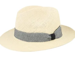 Brisa Panama Natural-Stripe Band Straw Hat - MJM Hats