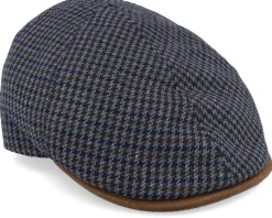 Broker 32 Wool Mix Blue Check Flat Cap - MJM Hats