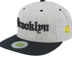 Brooklyn 3d Script Heather Grey/Black Snapback - Lucid Smile