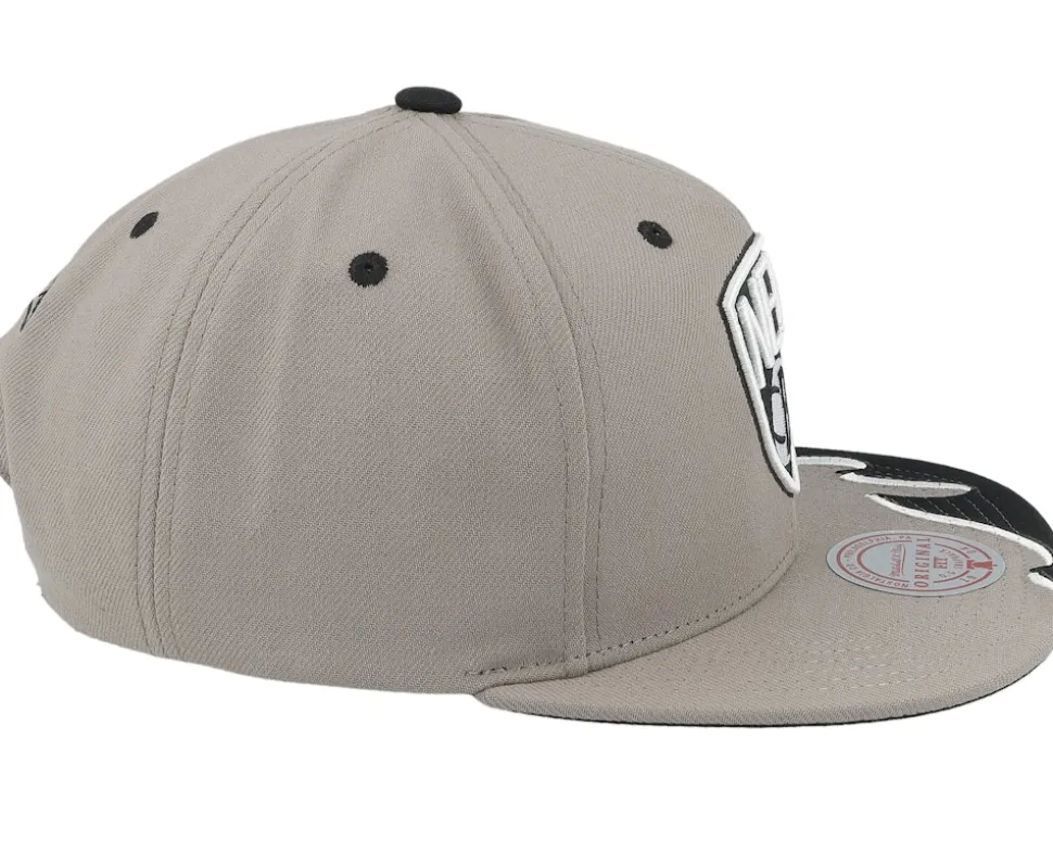 Brooklyn Nets Rising Tide Grey Snapback - Mitchell & Ness