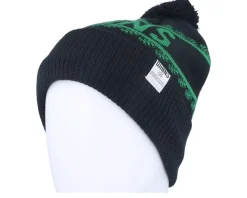 Bubble Beanie Winter Jacquard Black/Green Pom - Djinns