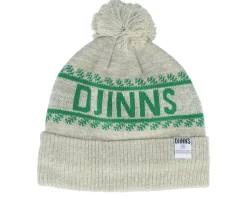 Bubble Beanie Winter Jacquard Sand/Green Pom - Djinns