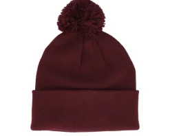 Burgundy Pom Blank Beanie - Beechfield