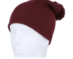 Burgundy Pom Blank Beanie - Beechfield