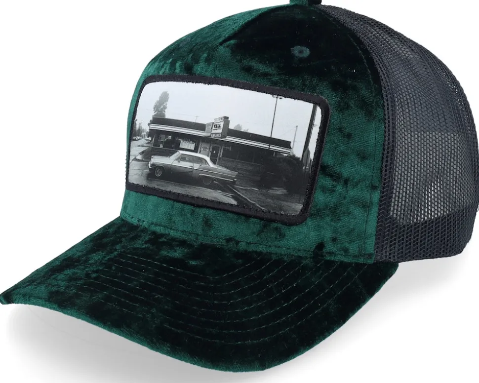 Car & Drive-through Velvet Green/Black A-frame Trucker - Calza Pennello