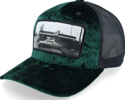 Car & Drive-through Velvet Green/Black A-frame Trucker - Calza Pennello