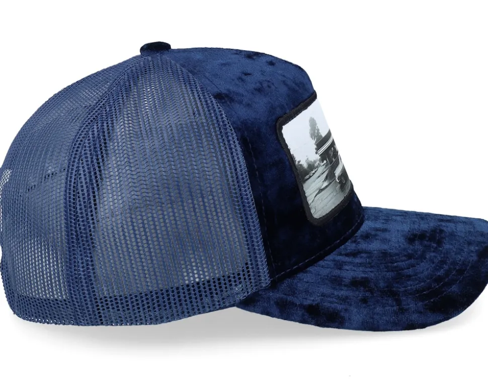 Car & Drive-through Velvet Navy A-Frame Trucker - Calza Pennello