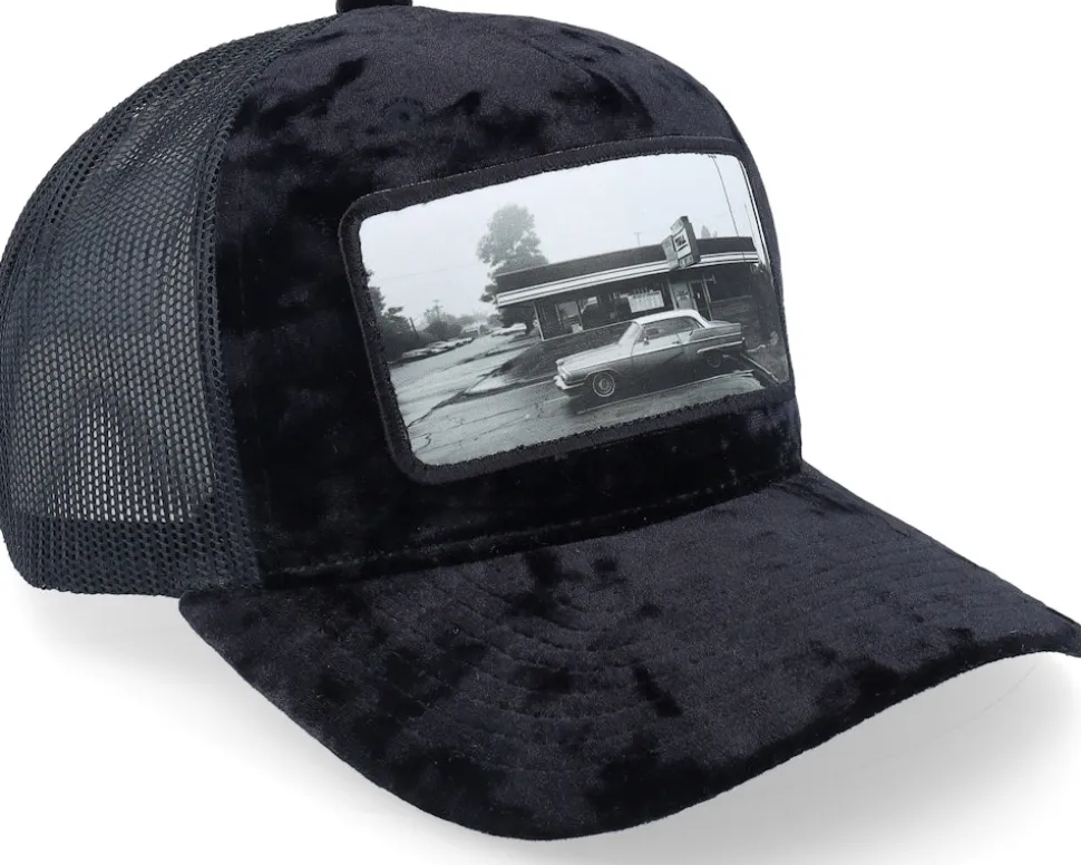 Car & Drive-through Velvet Black A-Frame Trucker - Calza Pennello