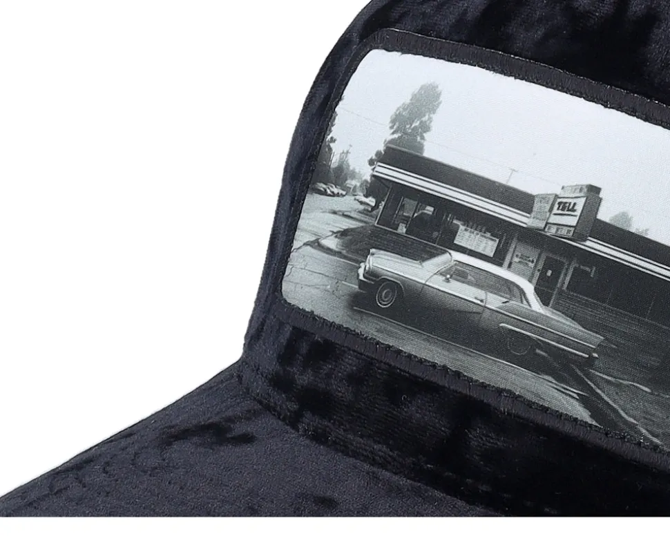 Car & Drive-through Velvet Black A-Frame Trucker - Calza Pennello
