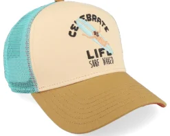 Celebrate Naked Tuqouise/Sand/Brown A-Frame Trucker - Coastal
