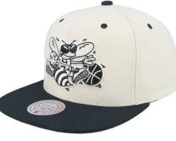 Charlotte Hornets Evergreen Cream Off White/Black Snapback - Mitchell & Ness
