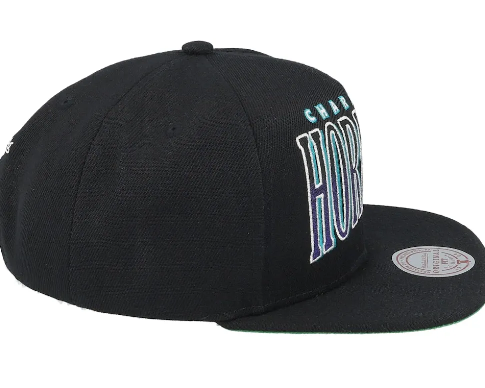 Charlotte Hornets Line Work Black Snapback - Mitchell & Ness