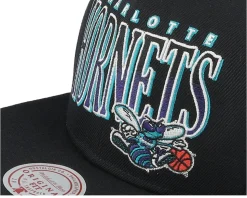 Charlotte Hornets Line Work Black Snapback - Mitchell & Ness