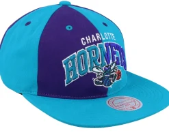 Charlotte Hornets Pinwheel Of Fortune Teal/Purple Snapback - Mitchell & Ness