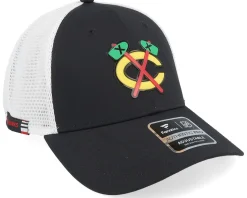 Chicago Blackhawks Authentic Pro Rink Black/White Trucker - Fanatics