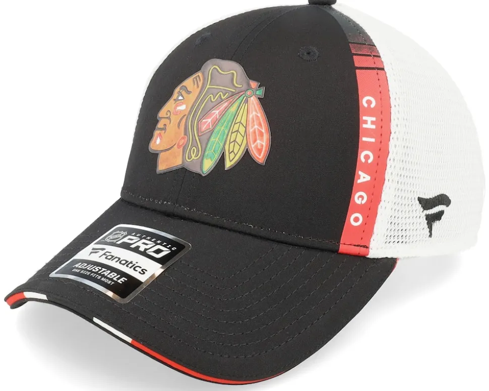 Chicago Blackhawks Authentic Pro Draft Podium Black/White Trucker - Fanatics