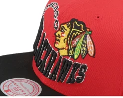 Chicago Blackhawks Crooked Path Red/Black Snapback - Mitchell & Ness