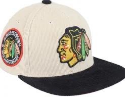 Chicago Blackhawks Team Cord Off White/Black Snapback - Mitchell & Ness