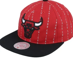 Chicago Bulls City Pinstripe Deadstock Red/Black Snapback - Mitchell & Ness