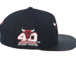 Chicago Bulls Hwc Black/Pu Leather Strapback - Mitchell & Ness