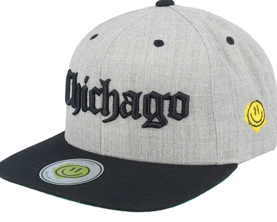 Chichago 3d Script Heather Grey/Black Snapback - Lucid Smile