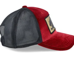 Chinese Dragon Gold Patch Velvet Red/Black A-frame Trucker - Calza Pennello