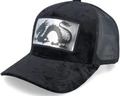Chinese Dragon Silver Patch Velvet White/Black Trucker - Calza Pennello