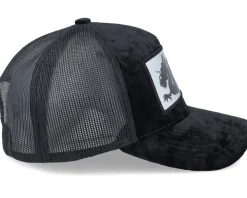 Chinese Dragon Silver Patch Velvet Black A-Frame Trucker - Calza Pennello