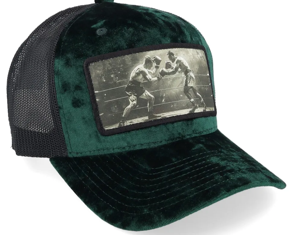 Classic Boxing Match Velvet Green/Black A-Frame Trucker - Calza Pennello