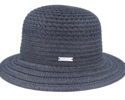 Cloche In Braid Mix Black Bucket Straw Hat - Seeberger