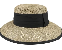 Cloche Seagras Natural/Black Straw Hat - Seeberger