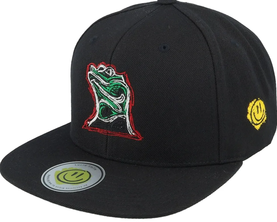 Colorful Lizard Black/Black Snapback - Lucid Smile