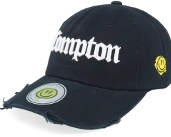 Compton 3d Script Destroyed Black Dad Cap - Lucid Smile
