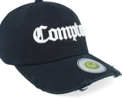 Compton 3d Script Destroyed Black Dad Cap - Lucid Smile
