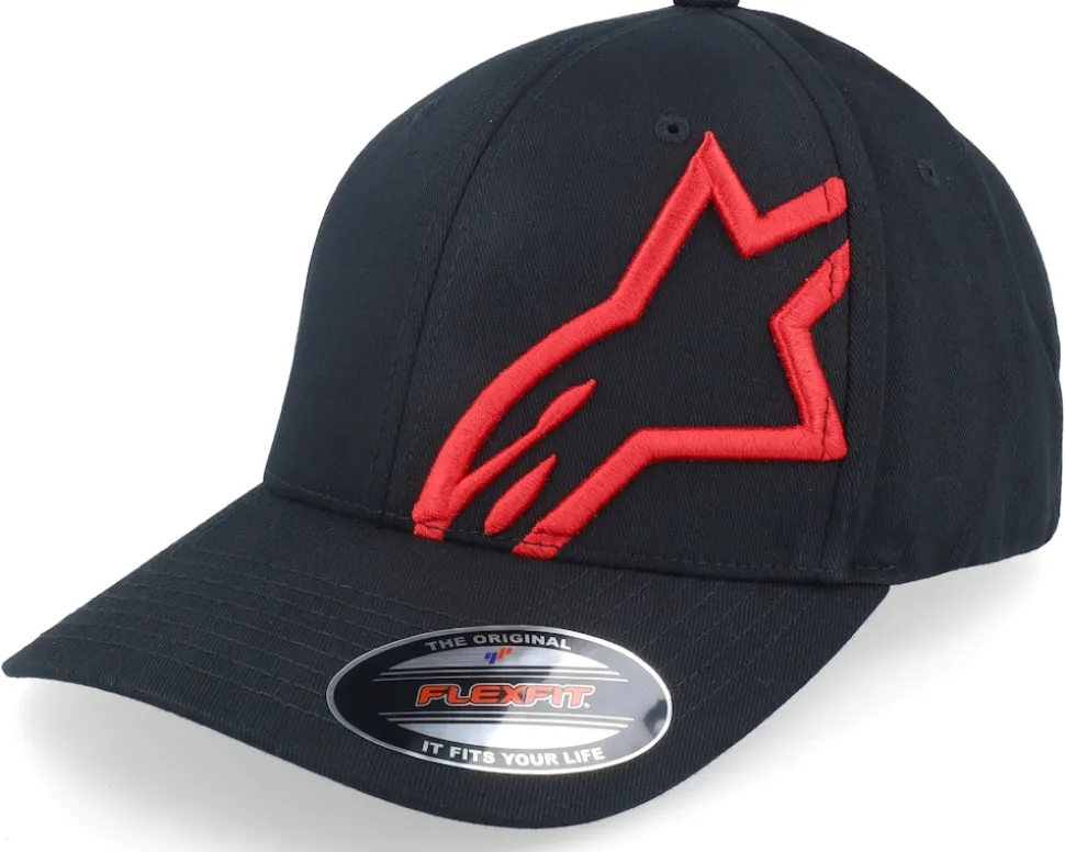 Corp 2 Curved Brim Black/Red Flexfit - Alpinestars