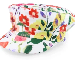 Cotton Military Cap In Floral Design White Vega Cap - Seeberger