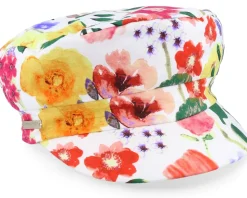 Cotton Military Cap In Floral Design White Vega Cap - Seeberger