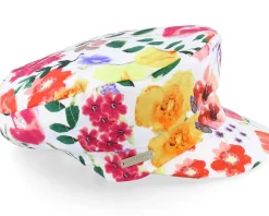 Cotton Military Cap In Floral Design White Vega Cap - Seeberger