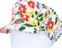 Cotton Military Cap In Floral Design White Vega Cap - Seeberger