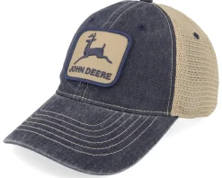 Cotton/Poly Mesh Ivory/Navy Trucker - John Deere