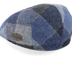 Country Virgin Wool Blue Check Flatcap - MJM Hats