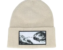 Creation Of Adam Beanie Oatmeal Oversized Cuff - Calza Pennello