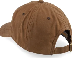 Crown Badge Waxed Cotton Brown Dad Cap - Hatstore