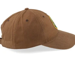 Crown Badge Waxed Cotton Brown Dad Cap - Hatstore