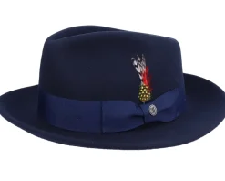 Crushable C-Crown Navy Fedora - Jaxon & James