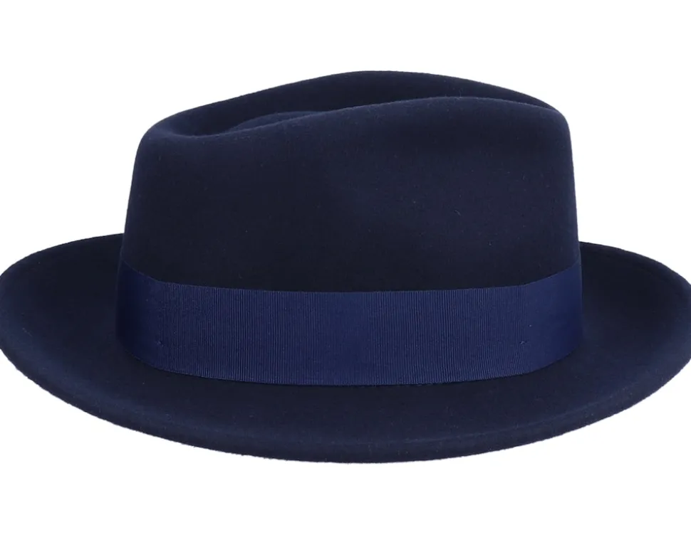 Crushable C-Crown Navy Fedora - Jaxon & James