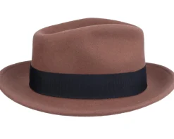 Crushable C-Crown Pecan Fedora - Jaxon & James