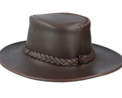 Crushable Leather Outback Hat Brown Traveler - Jaxon & James